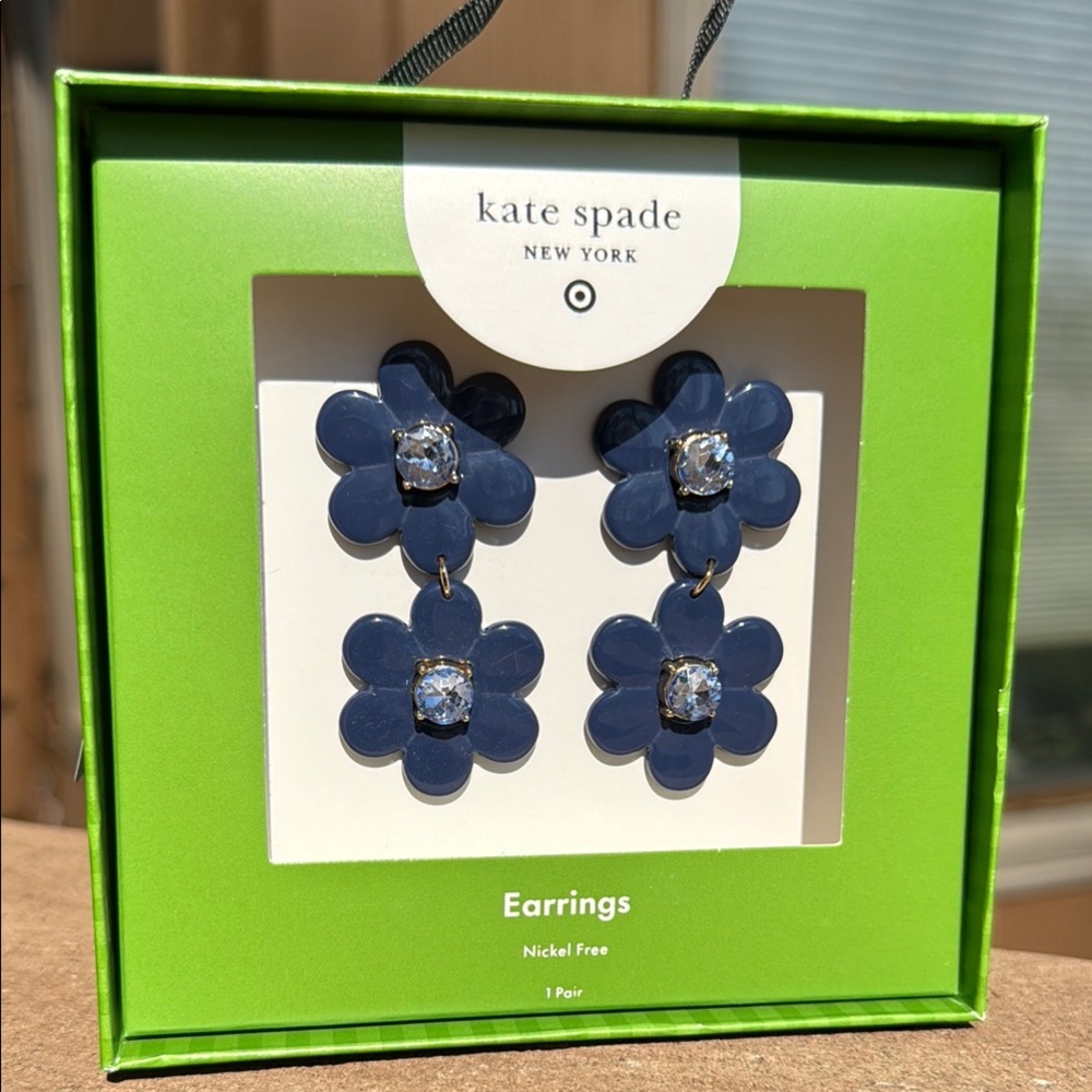 NWT! Kate Spade X Target Blue Flower Rhinestone Dangle Earrings